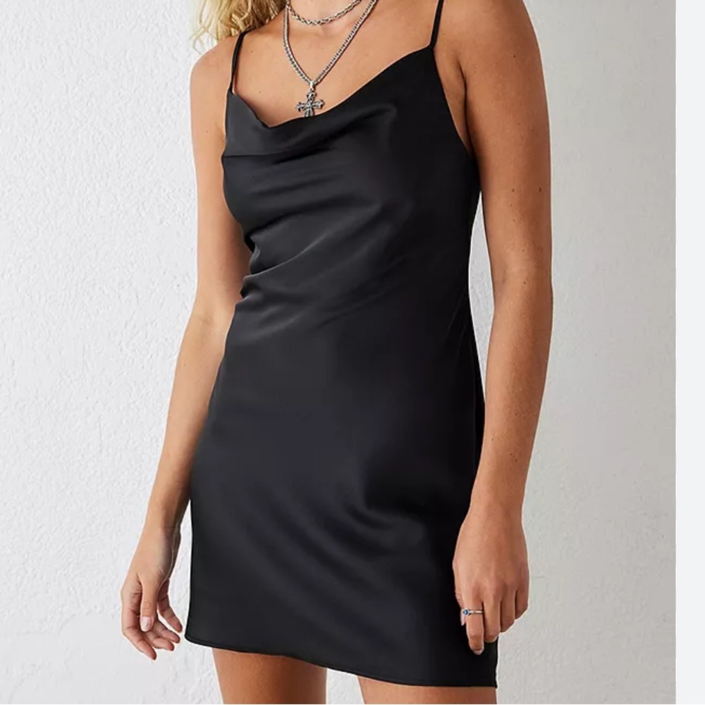 Elegant Black Satin Mini Dress